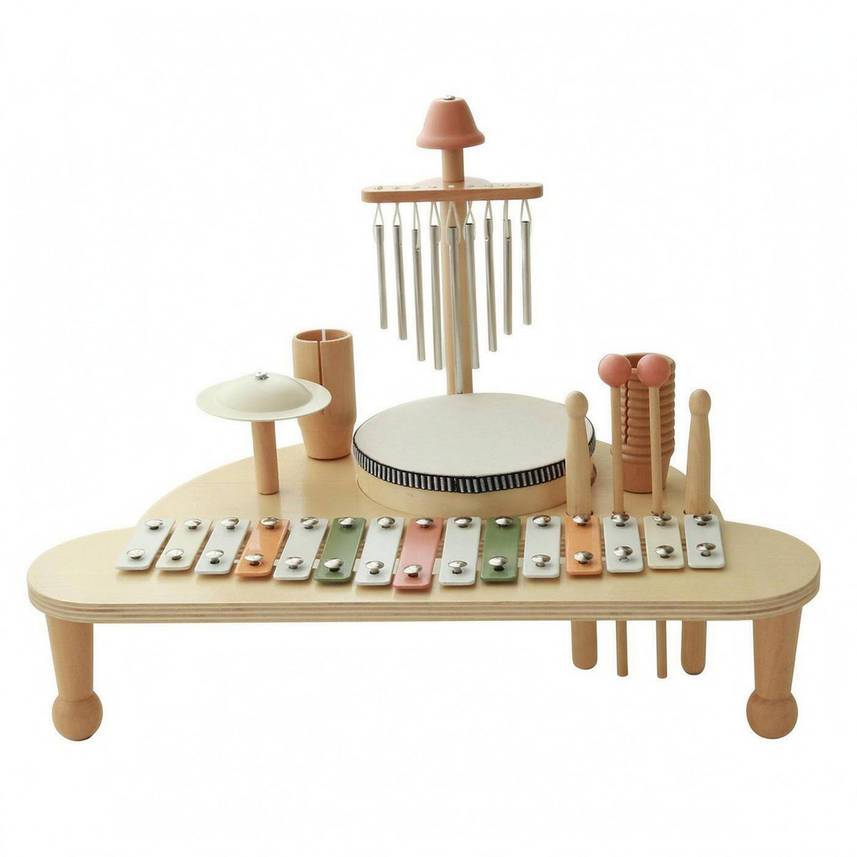 Wooden Musical Activity Wooden BasePercussion Toy Painted Kids Percussion Set