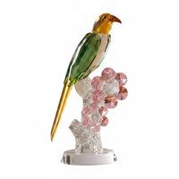 Crystal Parrot Statue Sparkling Geometric Glass Bird Sculpture Detailed Crystal Parrot Ornament for Display Cabinet