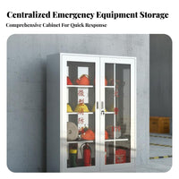 Weather Resistant Stainless Steel Fire Cabinet Long-Lasting Mini Fire Station Cabinet Lockable Easy Entry for Safety Officers, Building Managers, Business Owners, Construction Sites, Outdoors, Factories, Warehouses