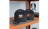2 Pieces Stitched Edging Padded Material Saddle Pouch Rounded Top Black Saddle Pouch