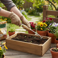 Stainless Steel 2-in-1 Garden Hoe and Cultivator Wood-Grain Handle Garden Hoe Rake Handheld Hand Cultivator Rake