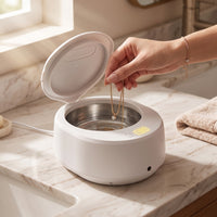 Jewelry Cleaner with Hinged Lid Compact Cleaner with Stainless Steel Tank Countertop Vibrational Bath for Home, Travel