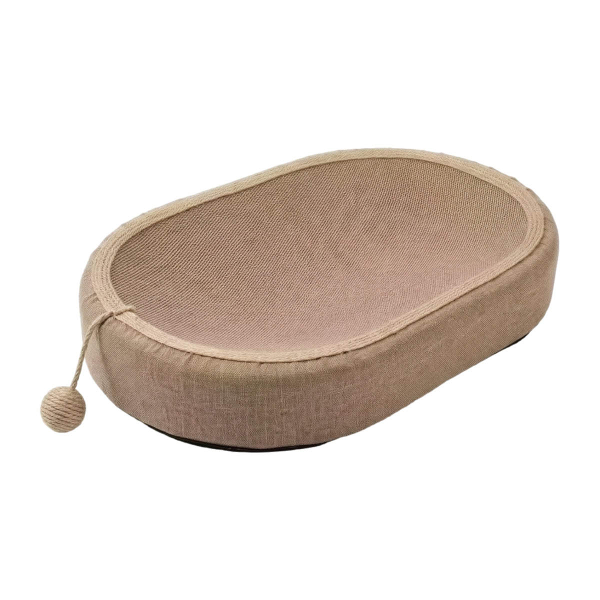 Cat Scratcher Bed with Ball Toy Natural Oval Cat Scratcher with Ball Interactive