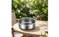 Stainless Steel Saucepan with Wooden Handle Rust-Resistant Pot with Wooden Handle for Infant Meals Making, Sauce Warming, Kitchen