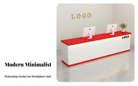 Modern Front Desk Reception Counter Cashier Desk Sturdy Construction Spacious Storage Simple Design Suitable for Company Business Owners Boutique Retail Store Lobby