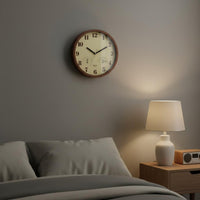Easy to Read Noiseless Wall Timepiece Quartz Movement Noiseless Wood Grain Wall Timepiece Woodgrain Frame for Living Room, Bedroom, Office