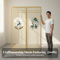 Chinese Design Metal Screen Sturdy Construction Wrought Iron Partition Panel High-Temperature Baked Finish Hollow-out Privacy Screen for Homeowners
