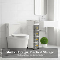Narrow profile Rolling storage rack Saving Mobile Shelving Drawer & design for home-dwellers
