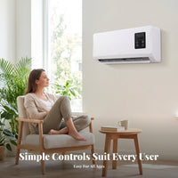 Rectangular Wall-Mounted Electric Heater White Housing Electric Wall Heater Black Control Panel Home Heating Rounded Corners