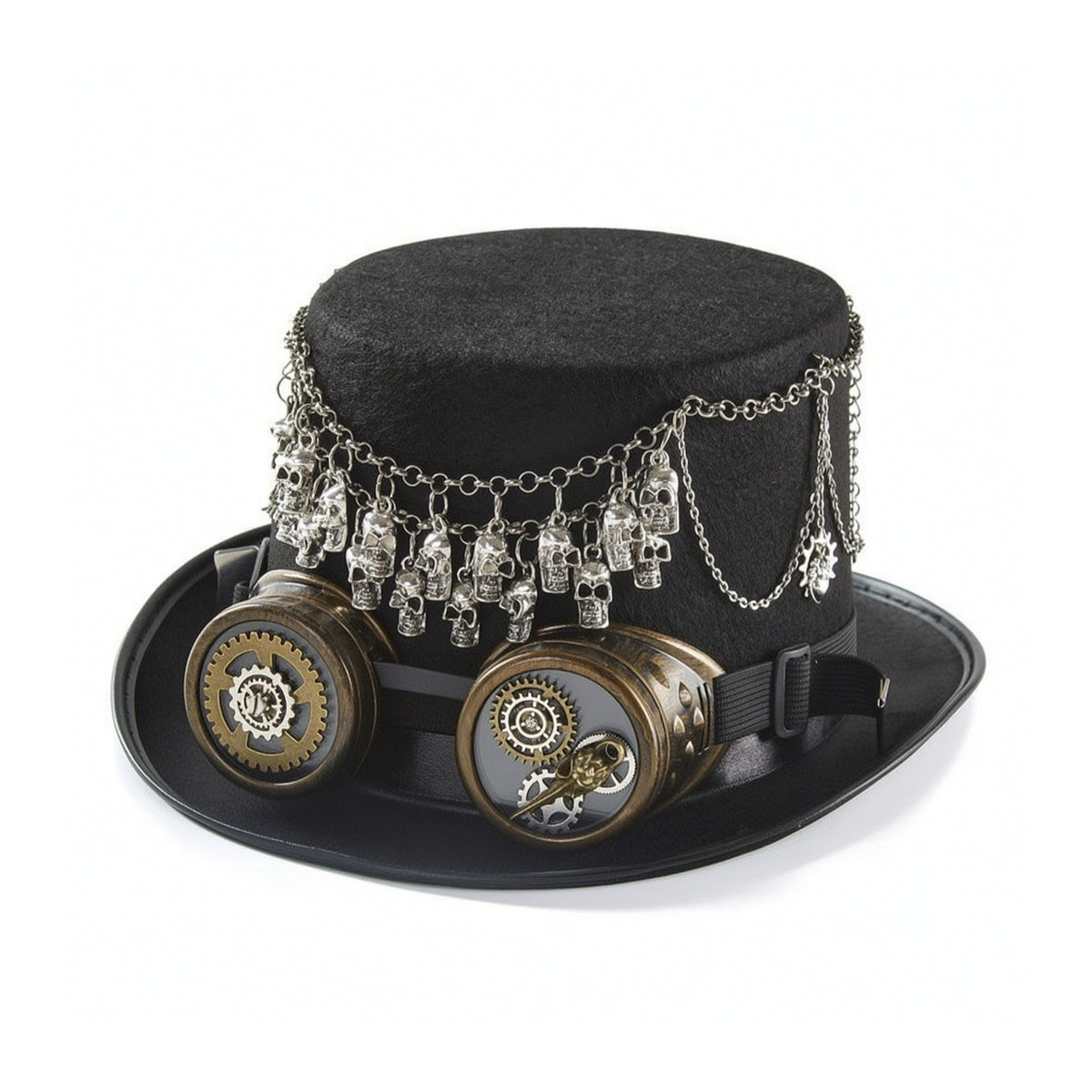 Steampunk Top Hat with Goggles Felt Top Hat with Gears Gothic for Cosplayers, Actors