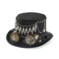 Steampunk Top Hat with Goggles Felt Top Hat with Gears Gothic for Cosplayers, Actors