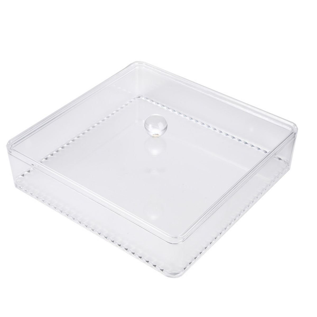 Fitted Lid Snack Storage Box Knob Handle Clear Snack Box Hard-Sided Faceted Band for Dry Snacks