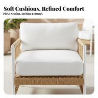 4 Pieces Weather-withstandant Loveseat and Chairs Set Water Outdoor Furniture Thick pads Garden Furnishings Sturdy Frame for Families, Homeowners, Adults, Patio, Balcony, Sunroom, Backyard
