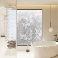 Stained Glass Window Film with Leaf Pattern for Home Office, Frosted Privacy Stickers for Bathroom, Waterproof PVC, Customizable for Kids Room