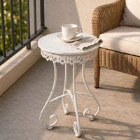 Round Iron Plant Stand Openwork French Retro Plant Stand Scroll Feet Decor Furniture for Garden