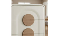 Solid Wood Board Construction Cream Accent Cabinet Multi-Functional Wooden Storage Organizer Long-Lasting and Stable Freestanding Accent Cabinet Effortless Sliding Drawers for Families, Dining Room, Bedroom