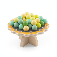 42 Pieces Wooden Blossom Balance Game Hand-Eye Coordination Training Bead Balance Toy Parent-Child Interactive Kids Stacking Beads Game for School