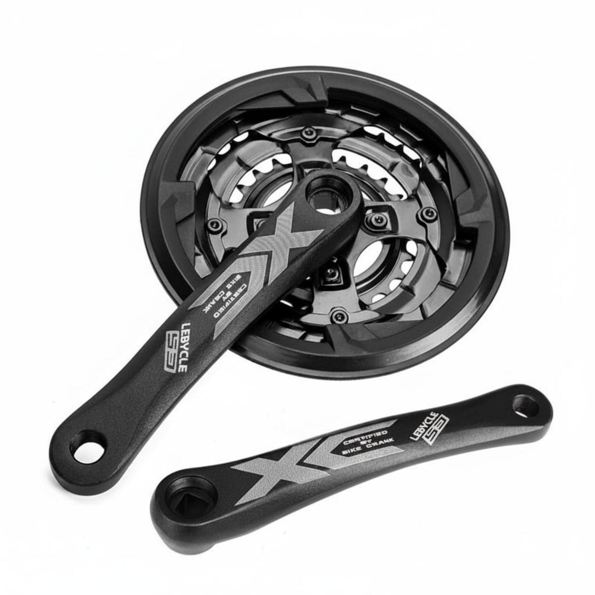 Anodized Finish Square Taper Crankset High-Strength Carbon Steel Aluminum Alloy Crank Arms Seamless Shifting Cycle Component Shock-Absorbing Resistant for Cyclists