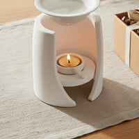 White Aroma Lamp Decorative Ceramic Oil Burner Romantic Atmosphere Tealight Oil Warmer Easy to Use for Bedroom
