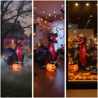 Giant Inflatable Dragon with Pumpkin Large Inflatable Dragon Outdoor Yard Decoration Spooky for Lawn