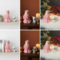 Specter Figurine with Dog Spooky Tabletop Decor Decorative for Mantel