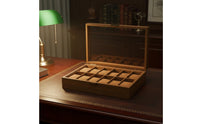Wooden Watch Display Case Vintage Wood Grain Watch and Jewelry Organizer Soft Luxe Textile Lining Perfect Gift for Women, Closet