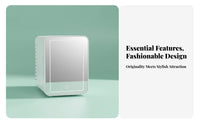 Cools & Warms Lighted Mirror cosmetic Fridge two-way Power Modes Mini Fridge with Lighted Mirror Portable Design Cosmetic chiller Quiet Operation for skincare lovers, Makeup Users, Office Workers, Dorm Room, Bedroom, Travel, Bathroom