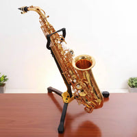 Compact Foldable Saxophone Stand Anti-Slip Feet Saxophone Floor Stand Sturdy Metal Construction Portable Sax Holder for Saxophonists