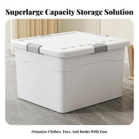 Lidded Pultimatelyic Container with Wheels Large Capacity Storage Container Side Handles Stackable for Homeowners
