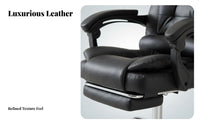 Height Adjustable High-Back Reclining Chair with Footrest Thick Padding Luxuriously Soft Reclining Chair with Footrest Padded Armrests Swivel Seat Ergonomic Design for Executives, Work-from-Home Workers, Students, Relaxing, Study Room, Gaming