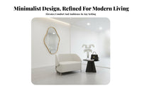 Light Luxury design Armless Two-Seater Settee space-saving Size Scalloped rear Settee Minimalist Aesthetic Loveseat Slim Golden Legs for Business Owners, Interior Designers, Living Room, cosmetics studio, Reception Area, Retail boutique