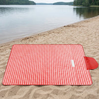 Picnic Blanket and Waterproof Camping Mat for Family Outings, Oxford Cloth Outdoor Mat with Velcro Flap, Sandproof Beach Blanket, Beach Mat