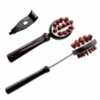 Solid Wood Beads Double-Sided Massage Hammer Ergonomic Design Massage Hammer Lightweight Long Handle Back Massager Portable for Null