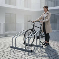 Floor Bike Rack Heavy-Duty Bike Parking Rack Bike Stand with Wheel Slots Gray Bike Parking Stand Space-Saving for Cyclists