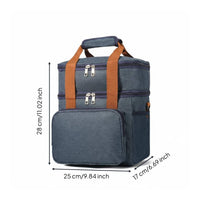 Large Capacity Double Layer Cooler Bag Hot or Cold Retention Insulated Lunch Bag Easy to Carry Thermal Lunch Tote Portable for Picnic, Travel