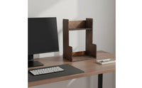 Wooden Desk Shelf Space Saving Compact Storage Rack Double Level Small Periodical Rack for Students