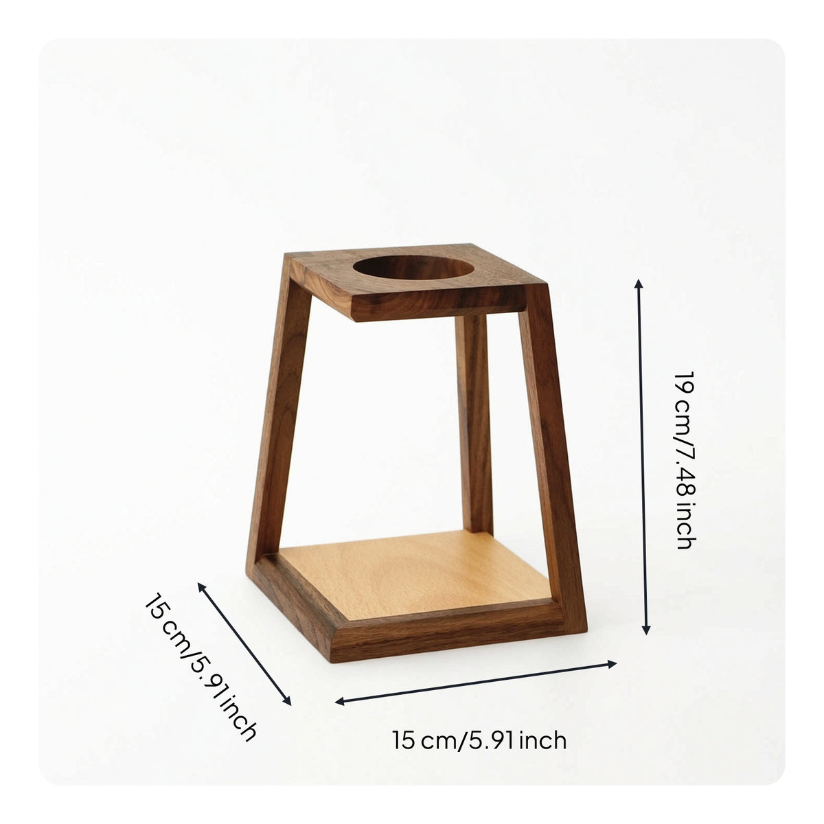 Minimalist Pour-over Coffee Stand with Wooden Base Two-Tone Wooden Coffee Dripper Stand Solid Wood Stable for Baristas, Home Kitchen, Camping