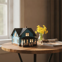 Miniature house  with Porch European-Style Gabled Roofed House Model Decorative Dollhouse for Architectural Scenes