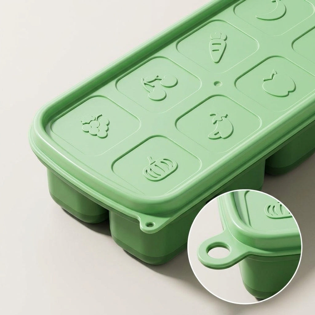 Baby Food Freezer Tray Silicone Ice Cube Mold with Lid for Purees, Breast Milk, and Snacks - BPA Free