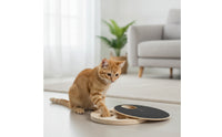 Wooden Feeder with Scratching Pad Rotating Foraging Board Boredom Relief Interactive Feed Puzzle Indoor for Mealtime