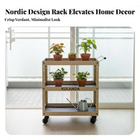 With casters 3-Tier Rolling Plant Cart Space-Saving 3-Tier Rolling Planter Multifunctional Display Shelf Modern design for Gardeners, Homeowners, Home Decorators, Balcony, Living Room, Indoor, Garden