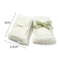2 Pieces Woven Dollhouse Towel with Ribbon Fringed Dollhouse Miniature Towel Lifelike Textile Small for Diorama