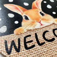 Easter Plaque Round  Wooden Bunny Door Hanger Festive Design Easter Decoration for Home Entrance, Porch, Classroom