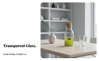Heat and Cold Resistant Cork Stopper Glass Bottle Good Seal High Borosilicate Glass Carafe Minimalist Design for Hotel, Refrigerator, Office