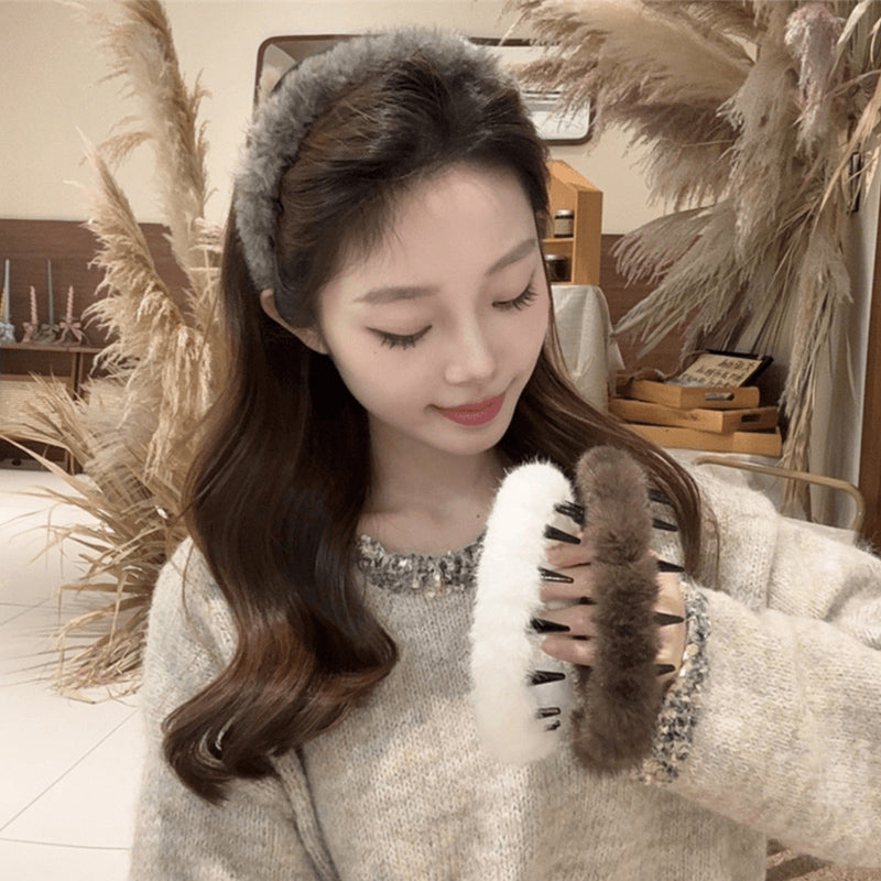 秋冬豹纹毛绒发箍女2025新款洋气时尚发捆高颅顶头箍外出百搭发饰