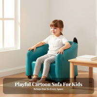 Soft Padded Cartoon Creature Sofa Chair Skin-Friendly Textile Toddler Lazy Sofa High-Density Sponge Cushion Upholstered Kids Armchair Ergonomic Design for Girls, Toddlers, Preschoolers, Playroom, Nursery, Kindergarten, Living Room