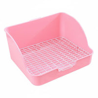 Small Pet Litter Box Easy to Clean Small Pet Potty Box Enclosure Corner Litter Pan Spill-Resistant High-Rear Pet Toilet Non-Tip