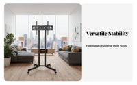 Mobile TV Stand Heavy Duty Rolling TV Cart with Wheels 360-degree Rotation Casters Adjustable Viewing Portable Presentation Stand Steel Frame Suitable for Businesses Office Exhibitors Conference Room