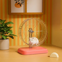 Hamster Running Wheel with 20cm Transparent Wheel with Metal Stand, Silent Exercise Wheel for Hamsters, Quiet Small Pet Exercise for Mice Gerbils