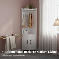 Multi-Functional Corner Coat Stand Floor-Standing Entryway Organizer Multifunctional Household Storage complimentarystanding for Apartment Dwellers, Homeowners, Families, Hallway, Bedroom, Living Room, Mudroom